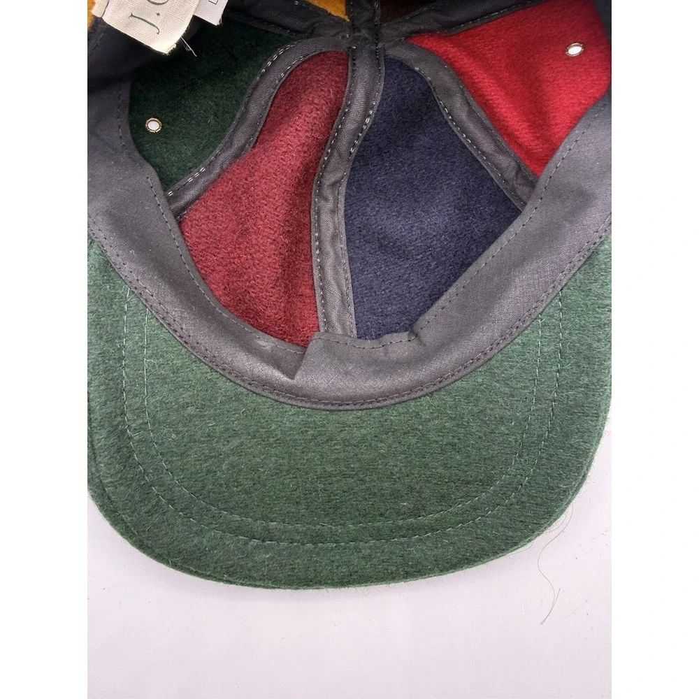 VTG J‎ Crew Wool Colorblock Hat Large Made In USA Retro Multicolor Cap
